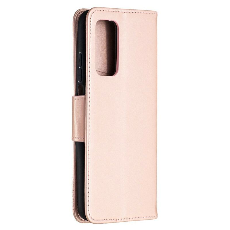 Flip Cover Xiaomi Mi 10T / 10T Pro Med Snor Sommerfugle Trykt Strappy