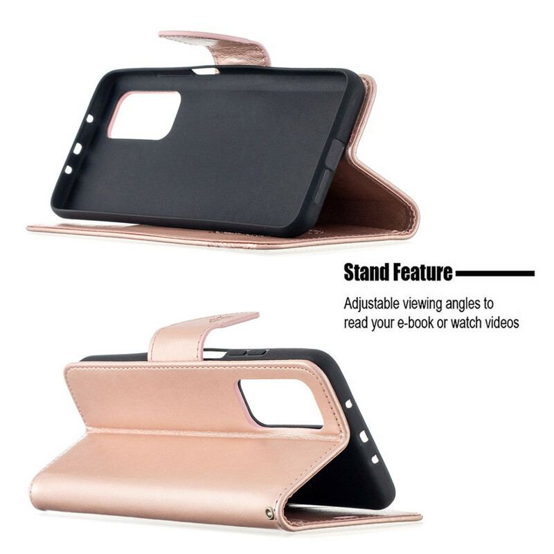 Flip Cover Xiaomi Mi 10T / 10T Pro Med Snor Sommerfugle Trykt Strappy
