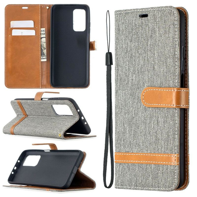 Flip Cover Xiaomi Mi 10T / 10T Pro Med Snor Stof- Og Lædereffektrem