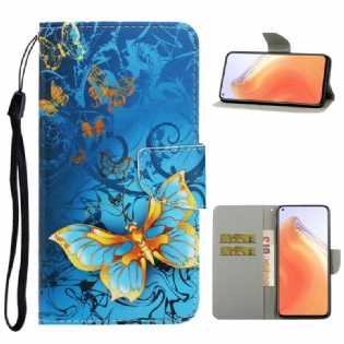Flip Cover Xiaomi Mi 10T / 10T Pro Med Snor Variationer Af Sommerfuglesrem