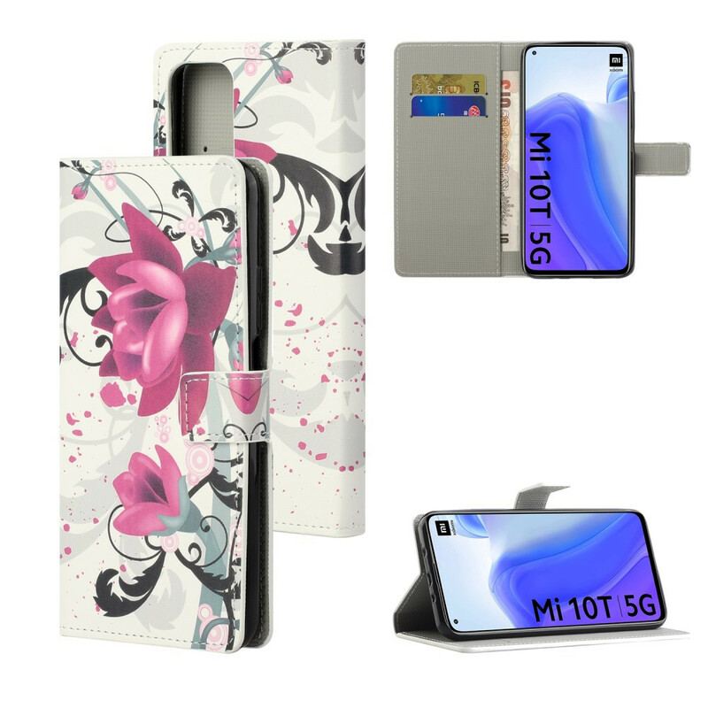 Læder Cover Xiaomi Mi 10T / 10T Pro Tropiske Blomster