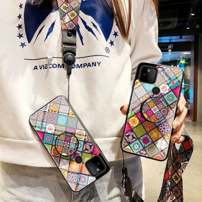 Mobilcover Google Pixel 5A Patchwork Magnetisk Holder