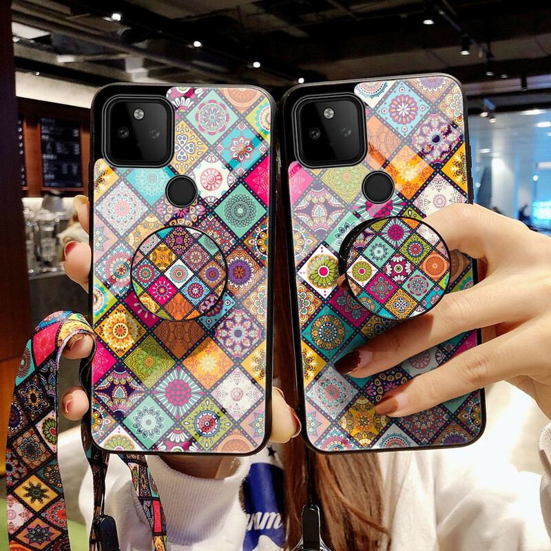 Mobilcover Google Pixel 5A Patchwork Magnetisk Holder