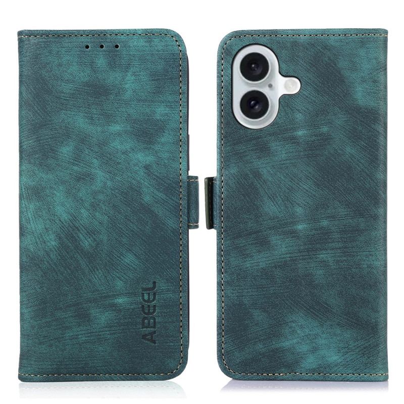 Flip Cover Til iPhone 16 Plus Vintage Ruskindseffekt Abeel