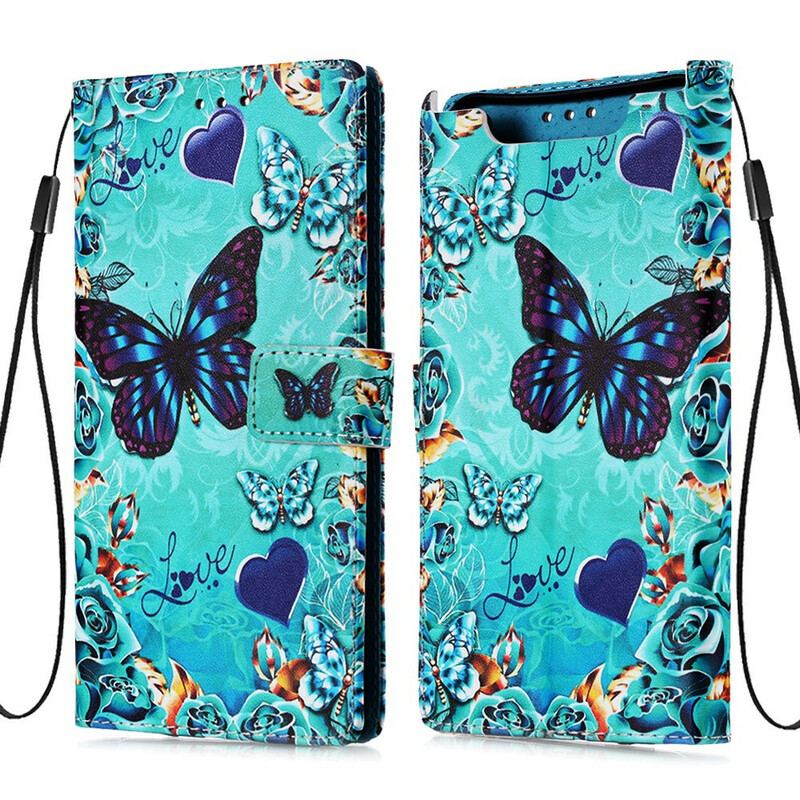 Flip Cover Samsung Galaxy A80 / A90 Gyldne Sommerfugle