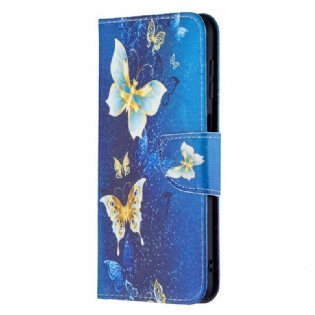 Flip Cover Samsung Galaxy M32 Gyldne Sommerfugle