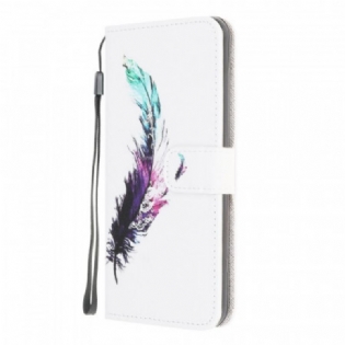 Flip Cover Samsung Galaxy M32 Med Snor Fjer Med Snor