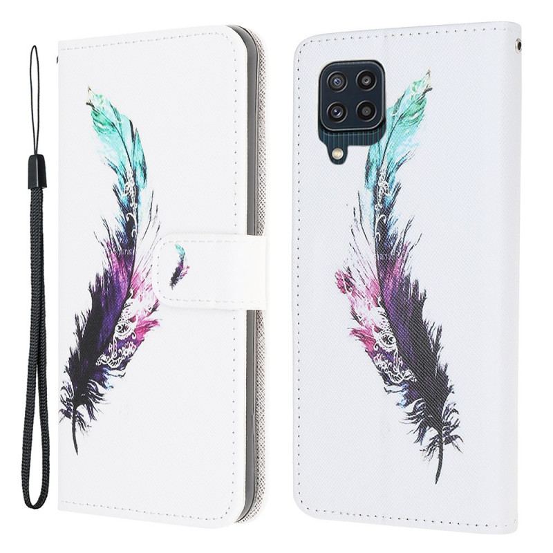 Flip Cover Samsung Galaxy M32 Med Snor Fjer Med Snor