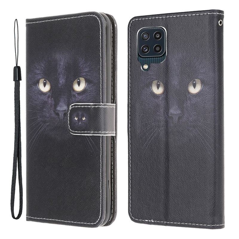 Flip Cover Samsung Galaxy M32 Med Snor Strappy Black Cat Eyes