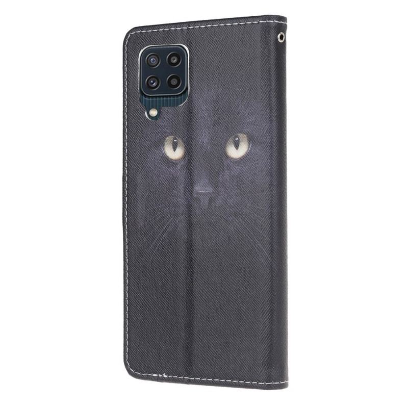 Flip Cover Samsung Galaxy M32 Med Snor Strappy Black Cat Eyes