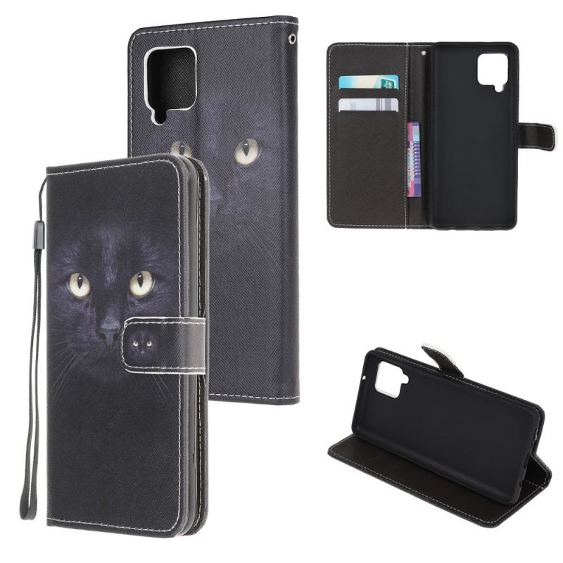 Flip Cover Samsung Galaxy M32 Med Snor Strappy Black Cat Eyes