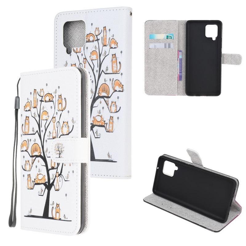 Læder Cover Samsung Galaxy M32 Med Snor Funky Cats Med Rem