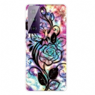 Cover Samsung Galaxy S21 Plus 5G Grafisk Blomst