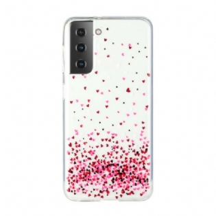 Cover Samsung Galaxy S21 Plus 5G Sømløse Flere Røde Hjerter