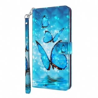 Flip Cover Samsung Galaxy S21 Plus 5G Flyvende Blå Sommerfugle