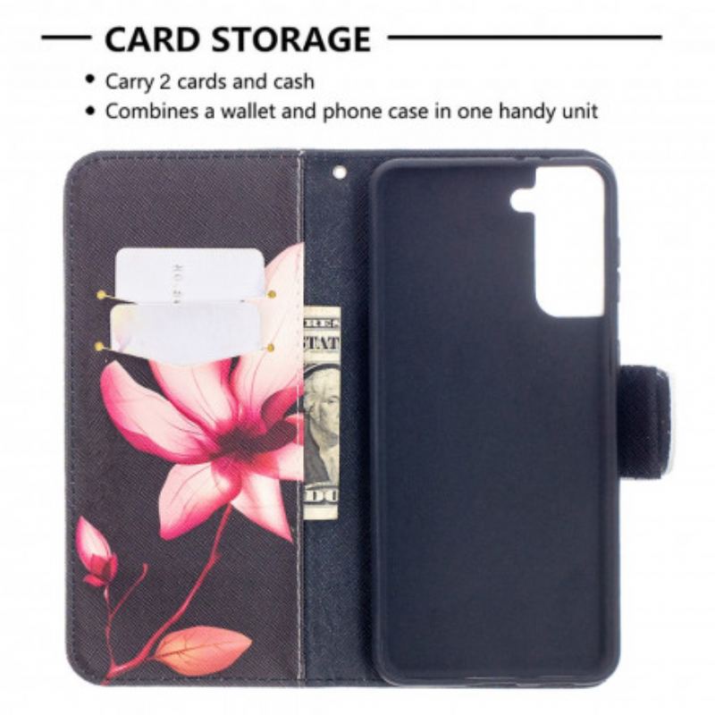 Flip Cover Samsung Galaxy S21 Plus 5G Lyserød Blomst