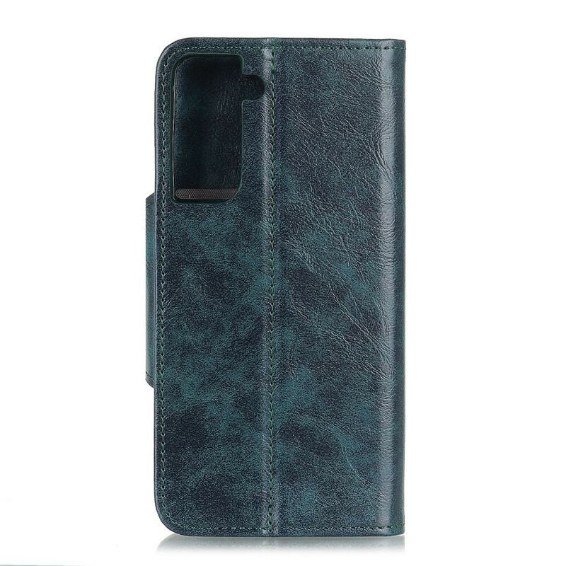 Flip Cover Samsung Galaxy S21 Plus 5G Skinnende Imiteret Læder Khazneh