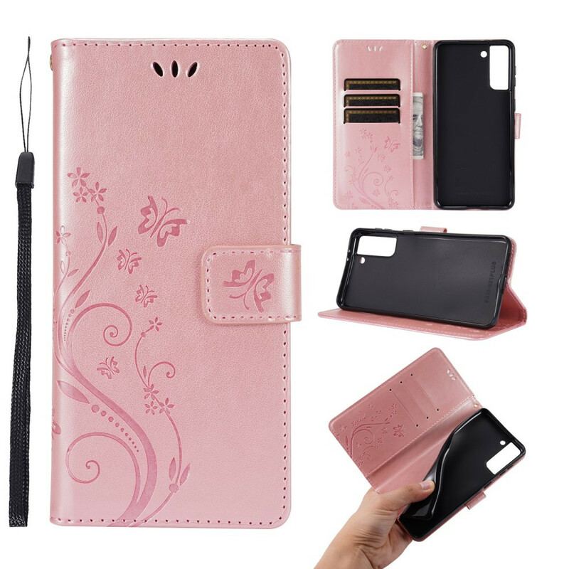 Flip Cover Samsung Galaxy S21 Plus 5G Sommerfugle I Vinden