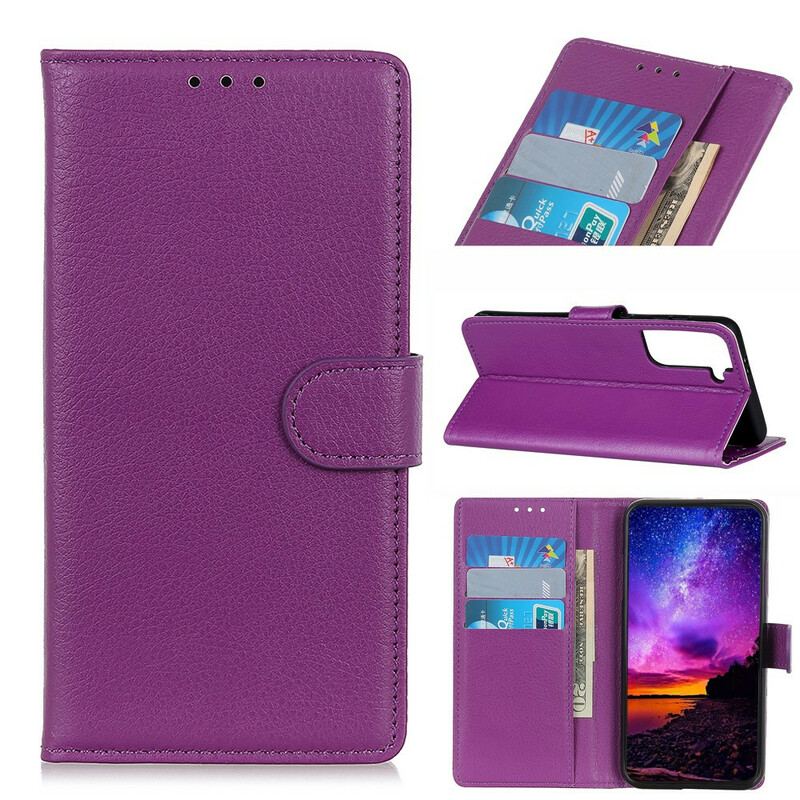 Læder Cover Samsung Galaxy S21 Plus 5G Litchi Tekstur