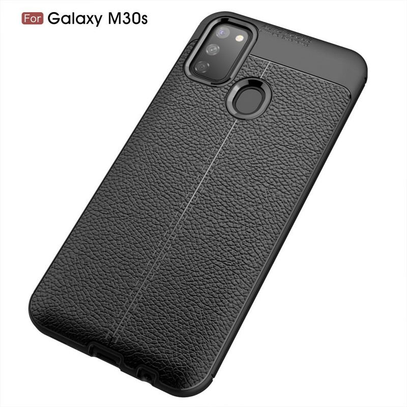 Cover Samsung Galaxy M21 Dobbelt Linje Litchi Læder Effekt