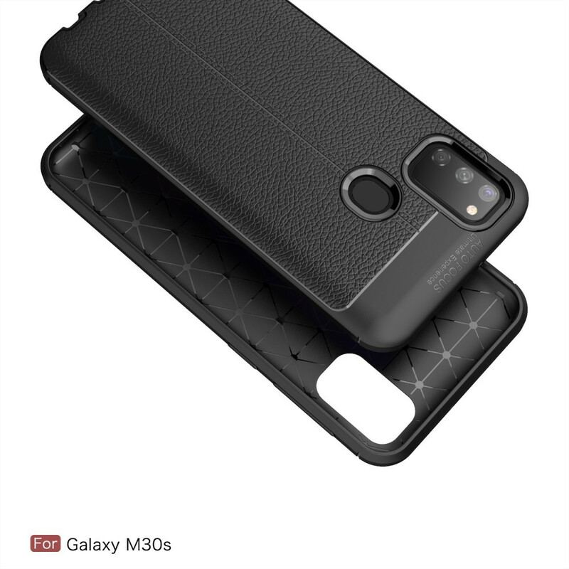 Cover Samsung Galaxy M21 Dobbelt Linje Litchi Læder Effekt
