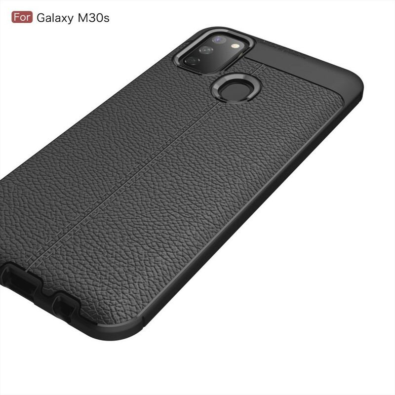 Cover Samsung Galaxy M21 Dobbelt Linje Litchi Læder Effekt