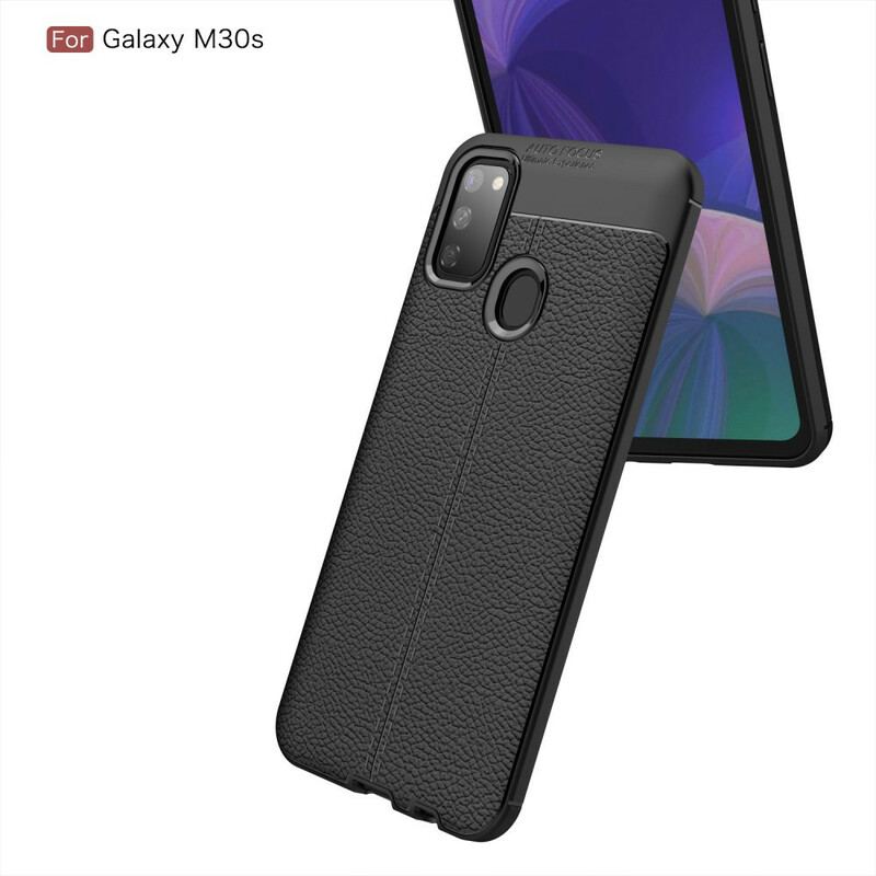 Cover Samsung Galaxy M21 Dobbelt Linje Litchi Læder Effekt