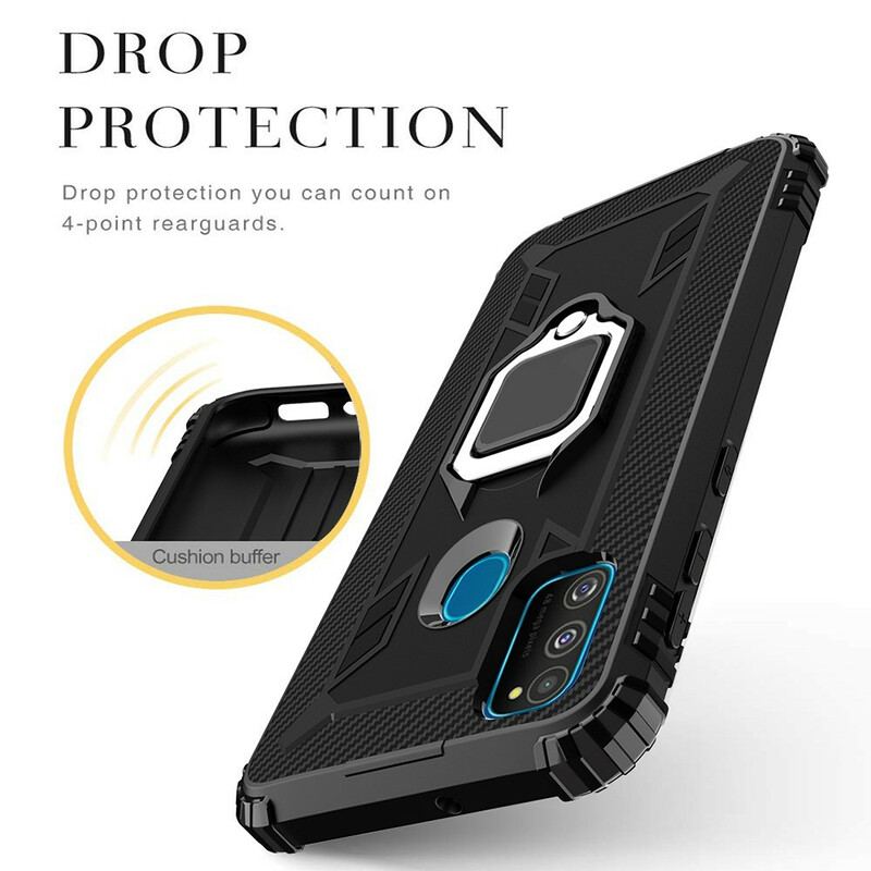 Cover Samsung Galaxy M21 Ring Og Kulfiber