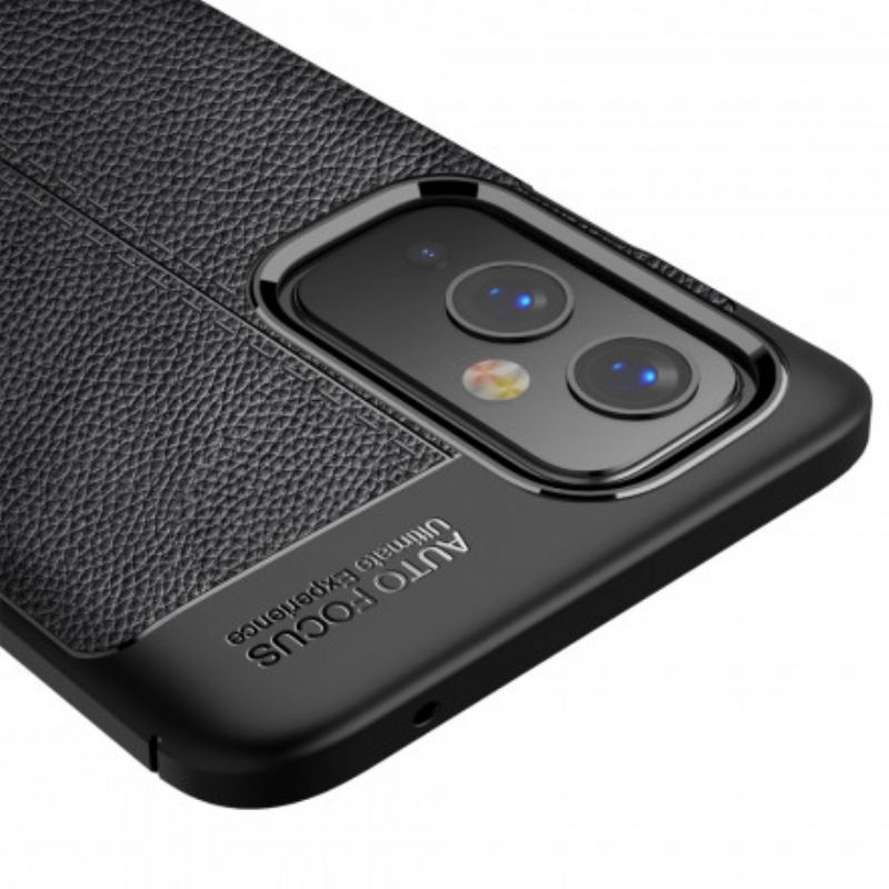 Cover OnePlus 9 Dobbelt Linje Litchi Læder Effekt