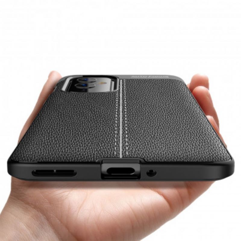 Cover OnePlus 9 Dobbelt Linje Litchi Læder Effekt