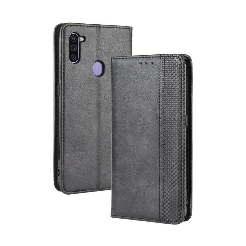 Cover Samsung Galaxy M11 Flip Cover Stiliseret Vintage Lædereffekt