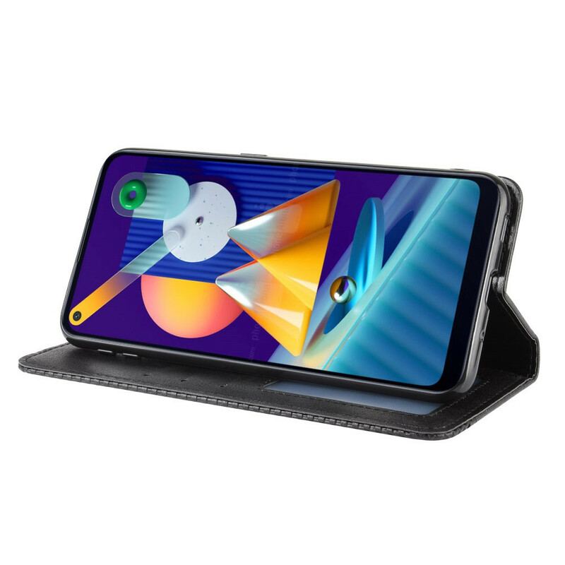 Cover Samsung Galaxy M11 Flip Cover Stiliseret Vintage Lædereffekt