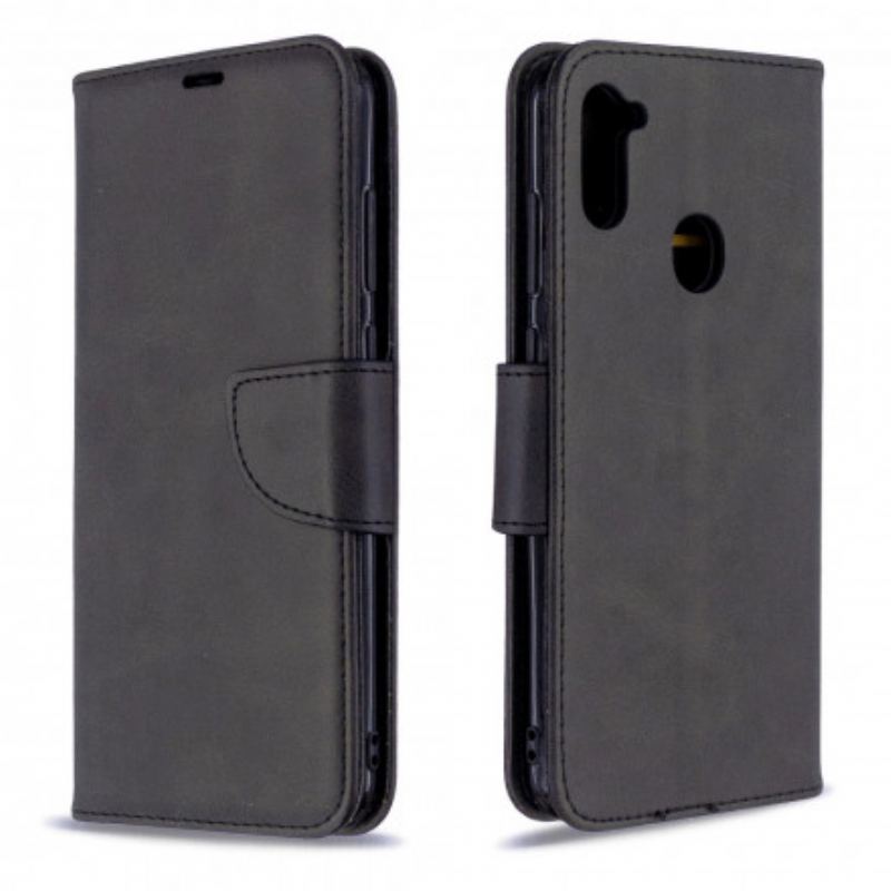 Flip Cover Samsung Galaxy M11 Læder Cover Glat Flap Skrå