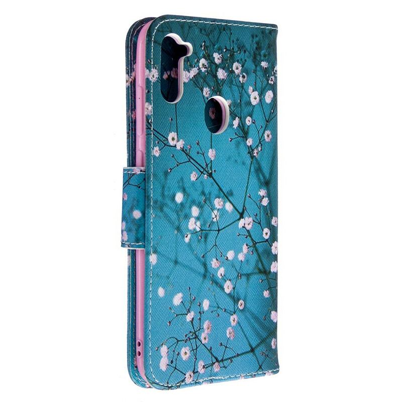 Læder Cover Samsung Galaxy M11 Blomstrende Træ