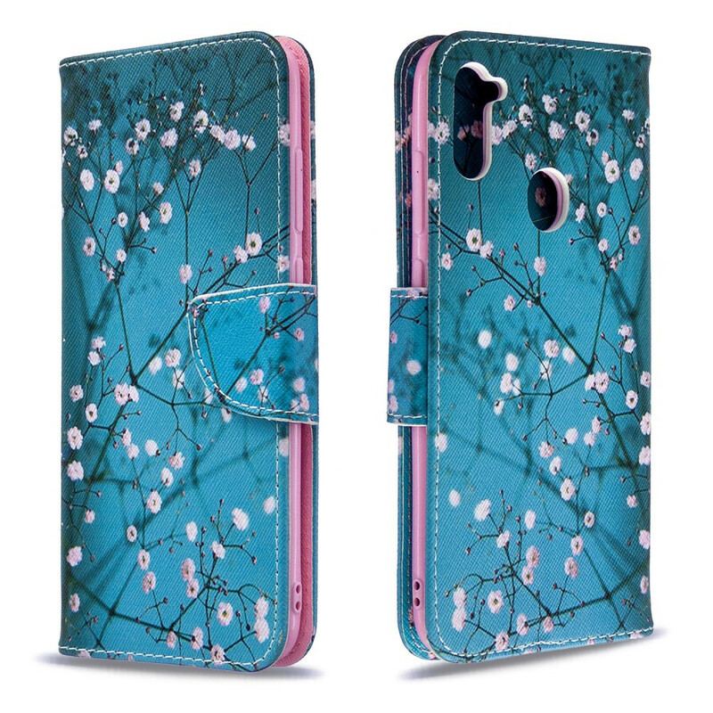 Læder Cover Samsung Galaxy M11 Blomstrende Træ