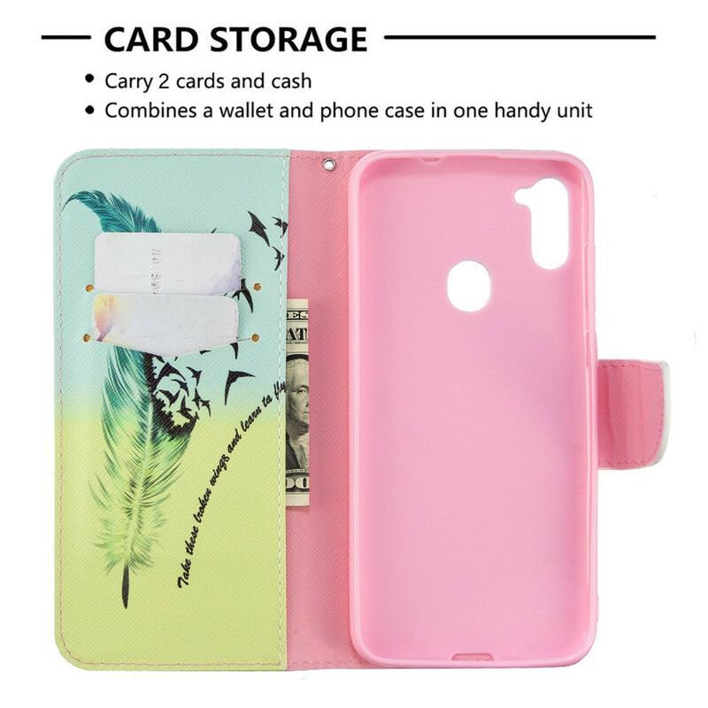 Læder Cover Samsung Galaxy M11 Lære At Flyve
