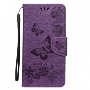 Flip Cover Huawei P40 Lite Kun Sommerfugle Med Snor