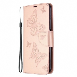 Flip Cover Huawei P40 Lite Med Snor Sommerfugle Trykt Strappy