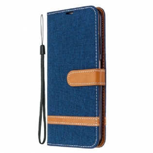 Læder Cover Huawei P40 Lite Med Snor Stof- Og Lædereffektrem