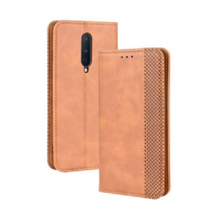 Cover OnePlus 8 Flip Cover Stiliseret Vintage Lædereffekt