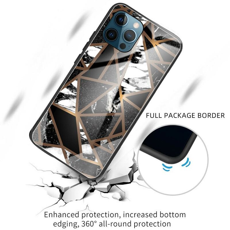 Cover iPhone 13 Pro Geometri Marmor Hærdet Glas
