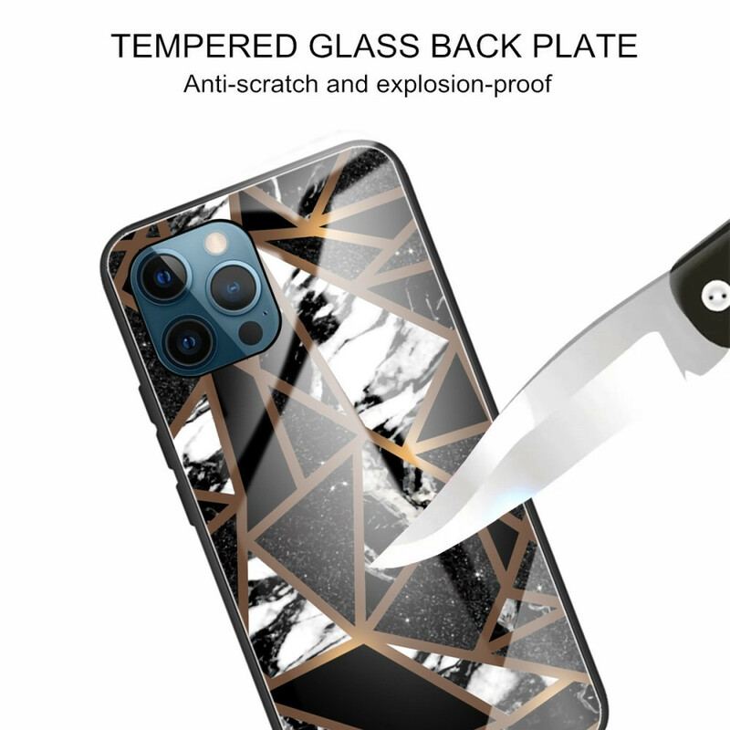 Cover iPhone 13 Pro Geometri Marmor Hærdet Glas