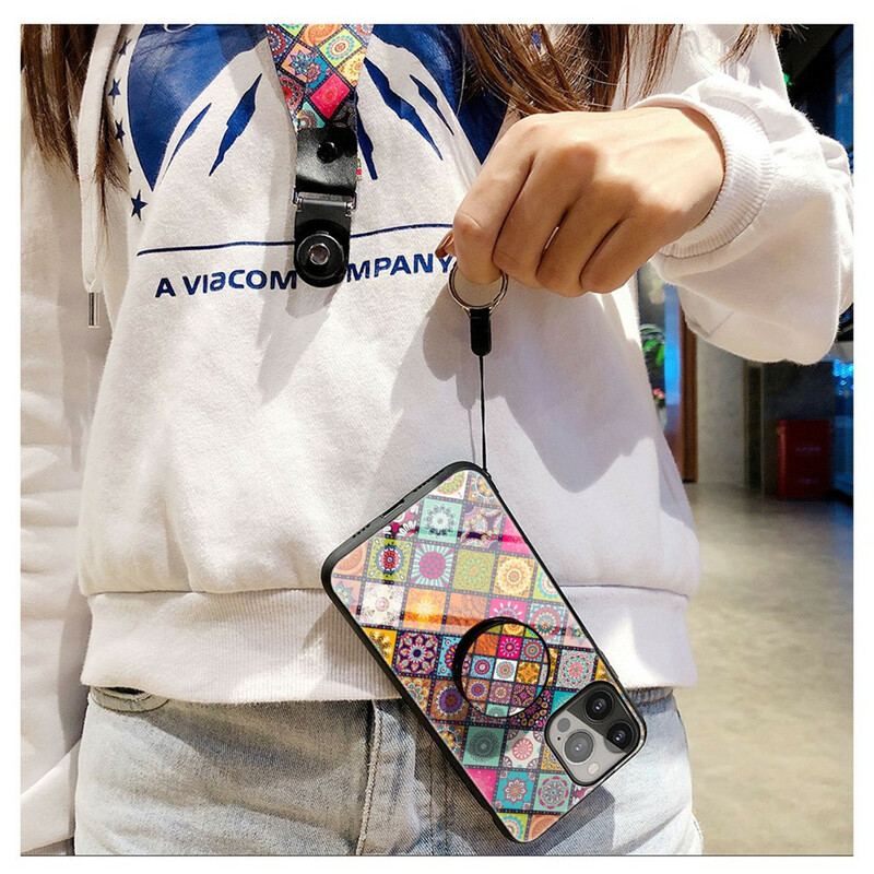 Cover iPhone 13 Pro Patchwork Magnetisk Holder