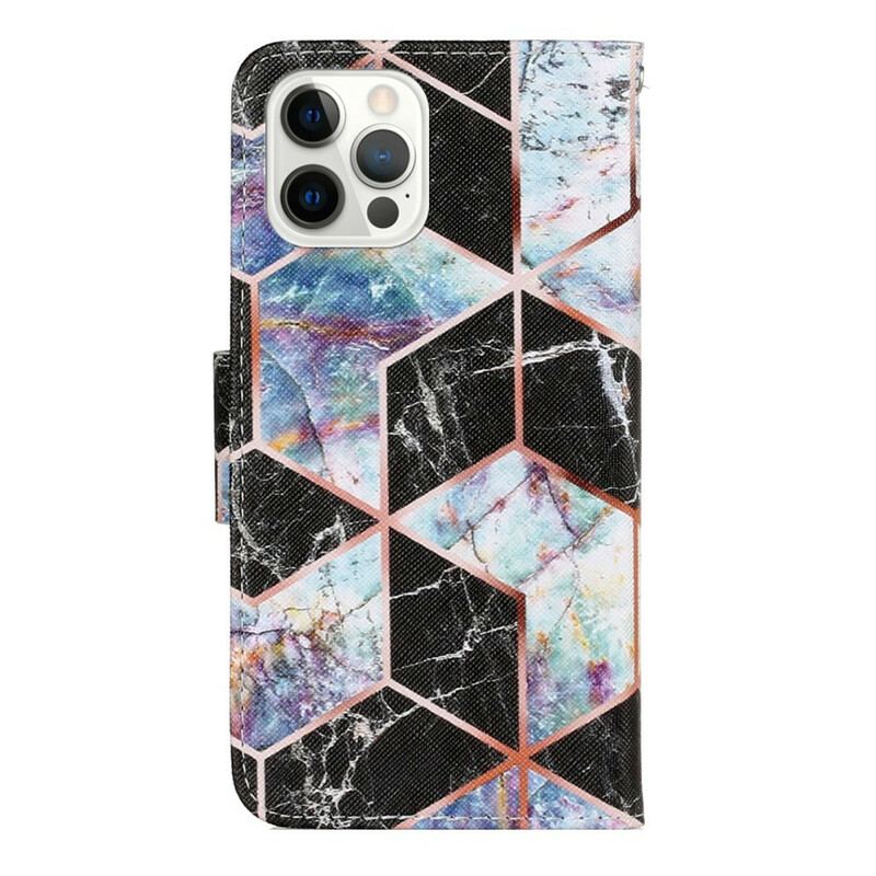Flip Cover iPhone 13 Pro Geometrisk Marmorstil