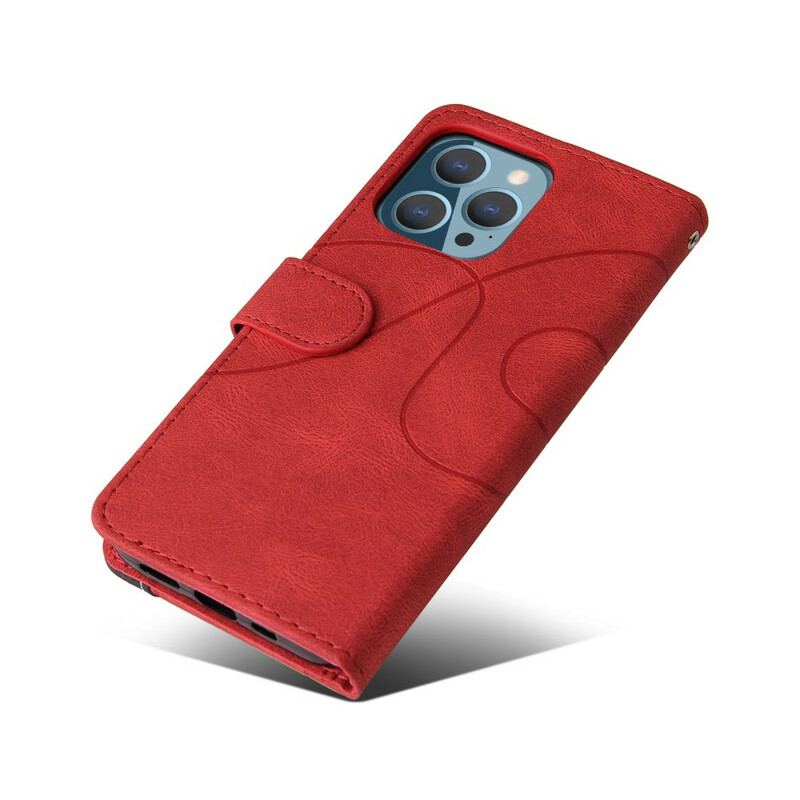 Flip Cover iPhone 13 Pro Tofarvet Signatur Imiteret Læder