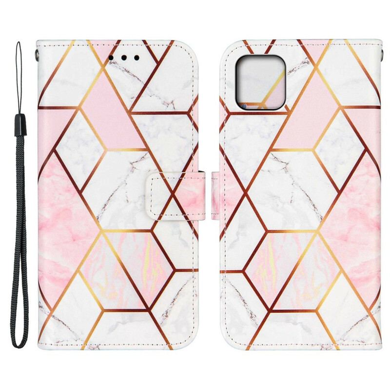 Læder Cover iPhone 13 Pro Geometrisk Marmor