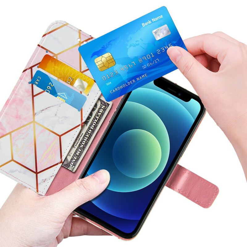Læder Cover iPhone 13 Pro Geometrisk Marmor