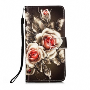 Læder Cover iPhone 13 Pro Gyldne Roser