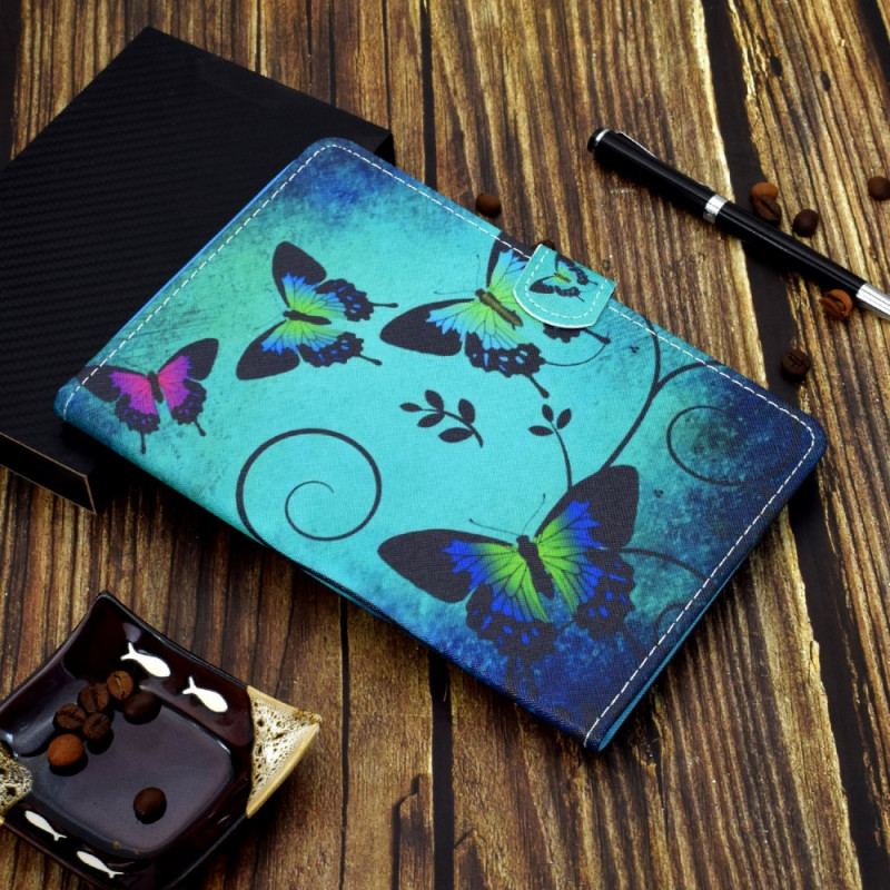 Flip Cover iPad Mini 6 (2021) Sommerfugle På Grøn Baggrund