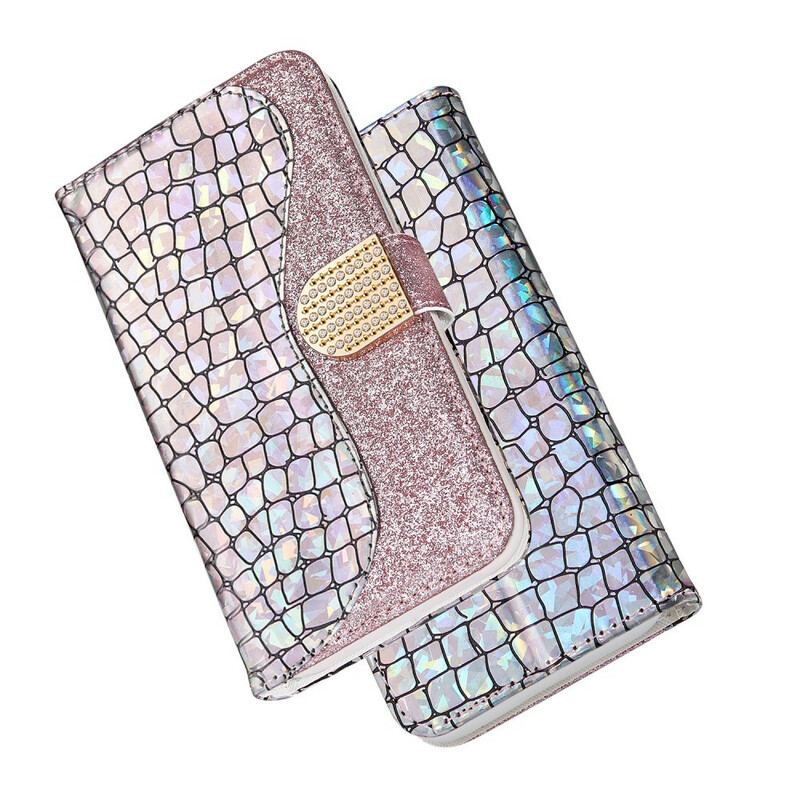 Flip Cover Samsung Galaxy A30 Krokodille Diamanter